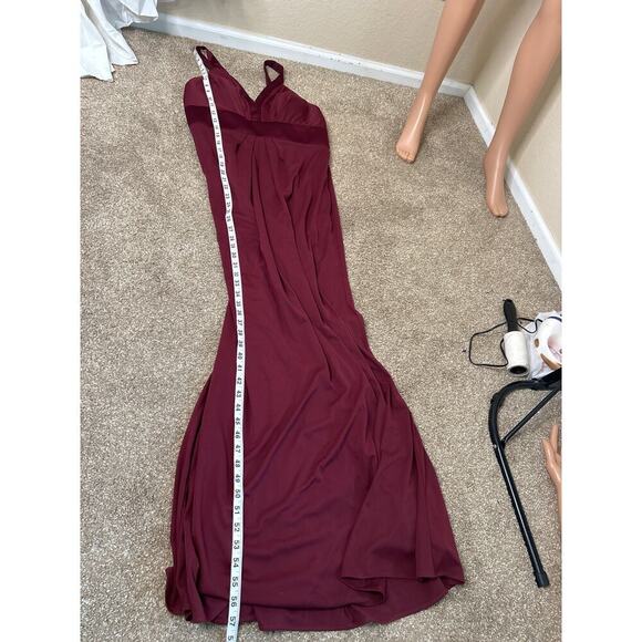 White By Vera Wang Gown Dress wide Strap Wine SZ 10 maxi bridesmaid umpire waist - Picture 7 of 8
